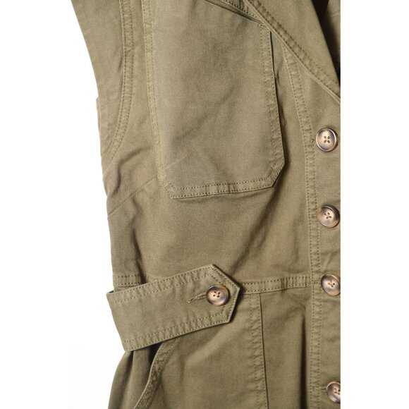 Veronica Beard Twill Army Green Mini Shirt Dress Size 0 Pockets - Picture 4 of 14